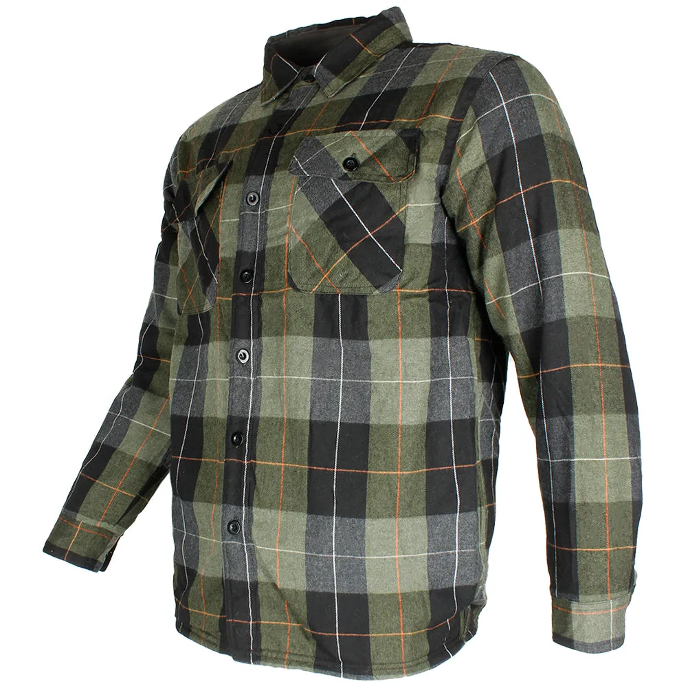 Maxxsel Men's Fleece Lined Button Front Side Pockets Flannel Plaid Shirt Jacket