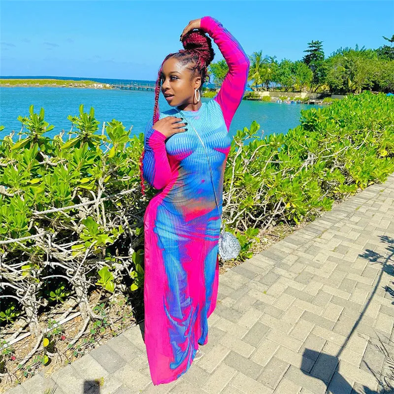 MB FASHION Long-Sleeve Bodycon Maxi Dress with Crew Neckline 4817LY