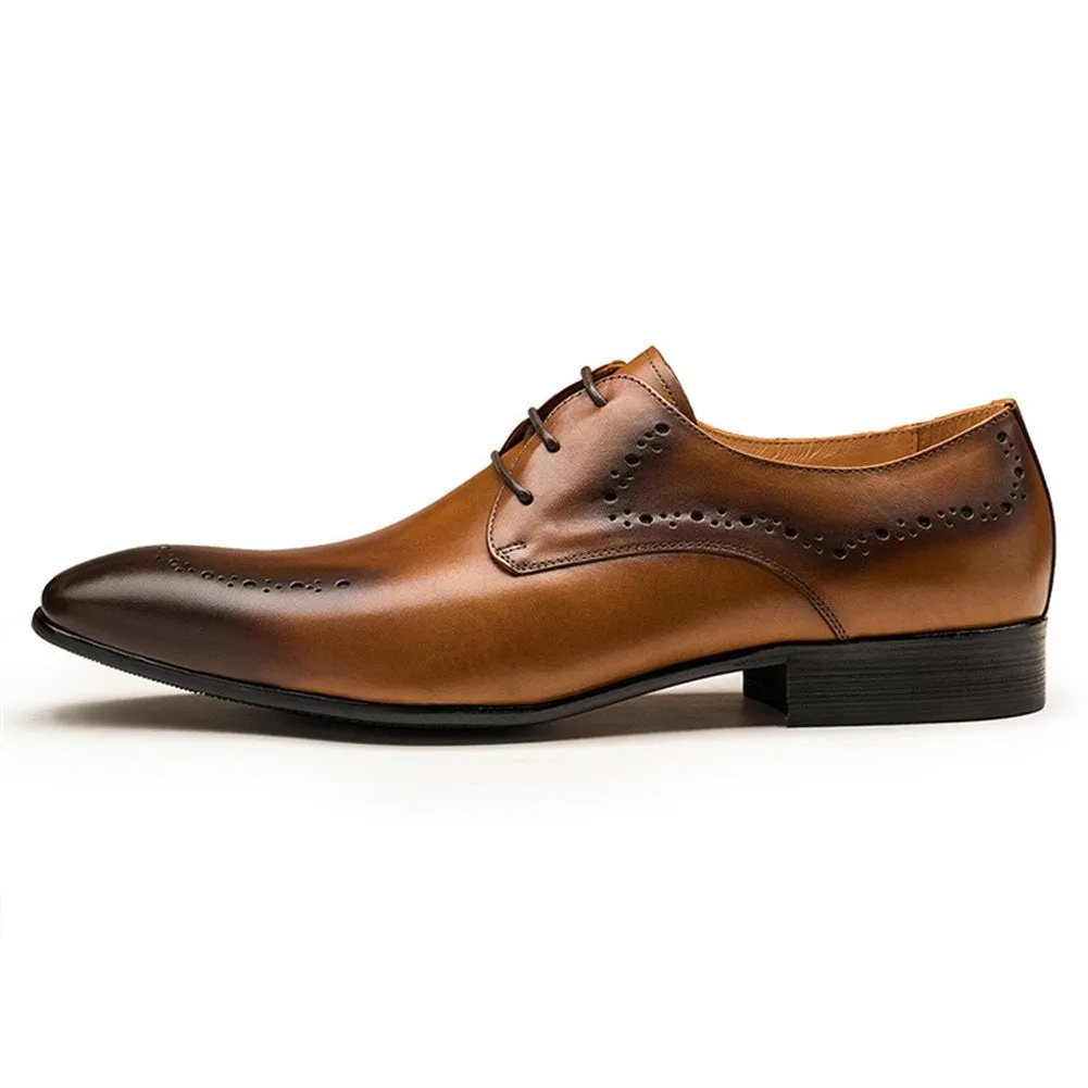 Men Brogue Lace Up Round Toe Formal Shoes