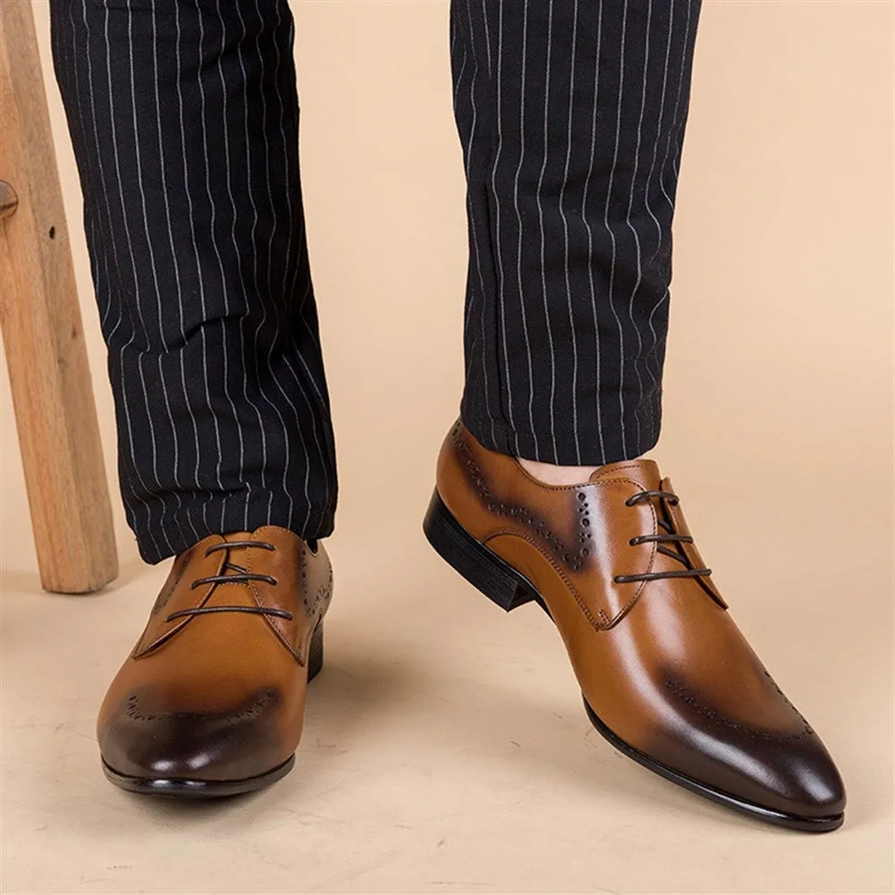 Men Brogue Lace Up Round Toe Formal Shoes