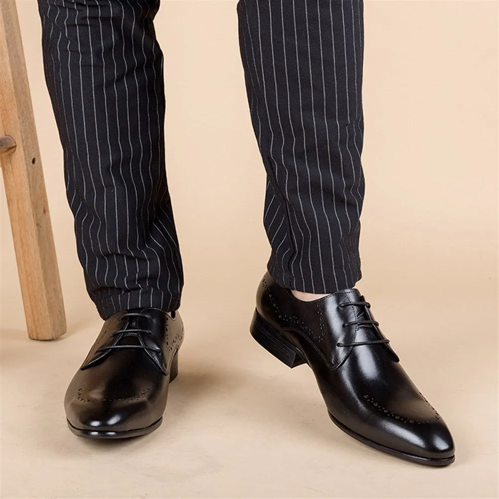 Men Brogue Lace Up Round Toe Formal Shoes