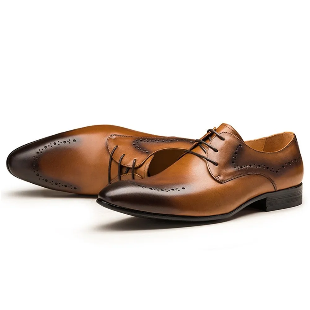 Men Brogue Lace Up Round Toe Formal Shoes