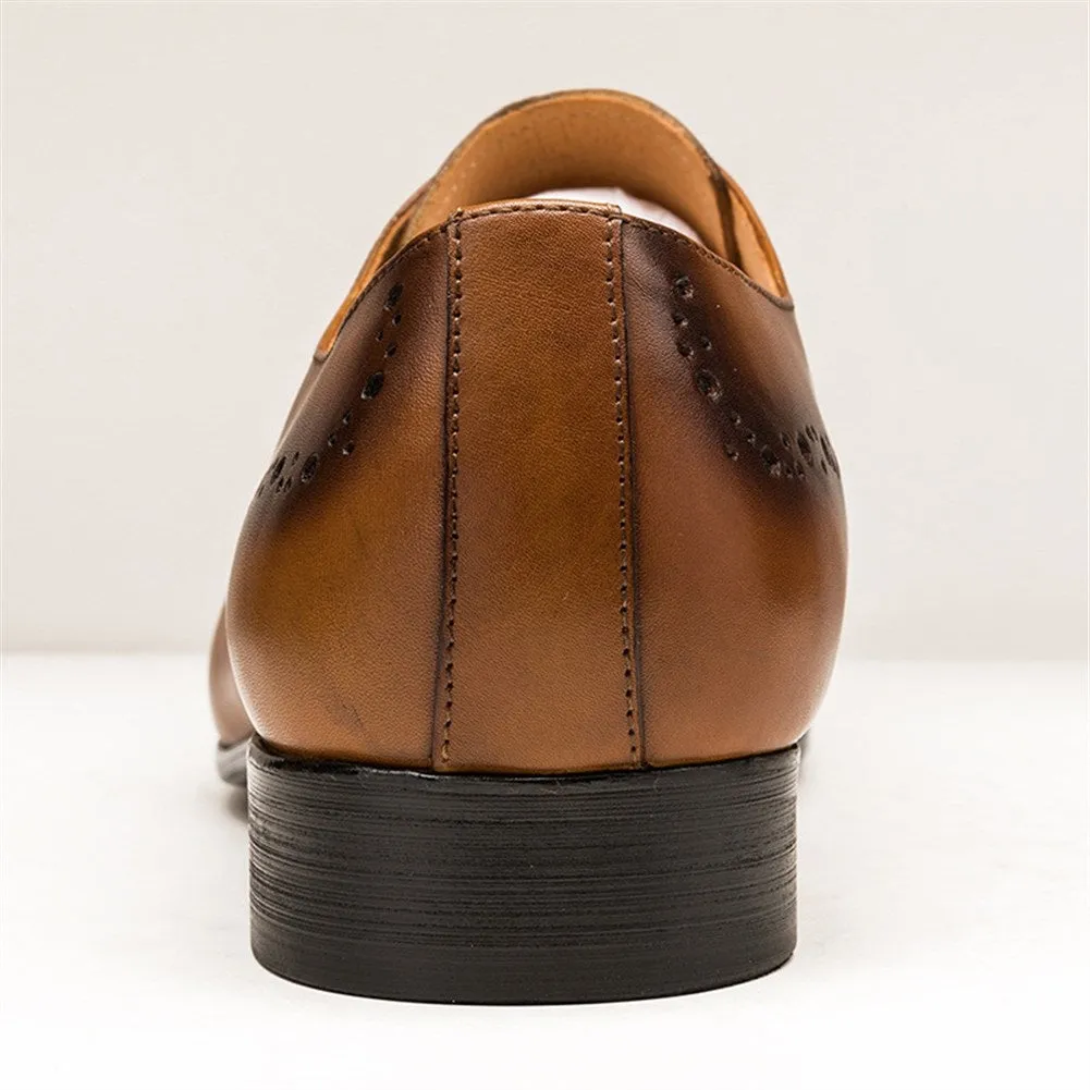 Men Brogue Lace Up Round Toe Formal Shoes