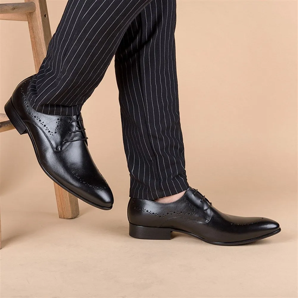 Men Brogue Lace Up Round Toe Formal Shoes