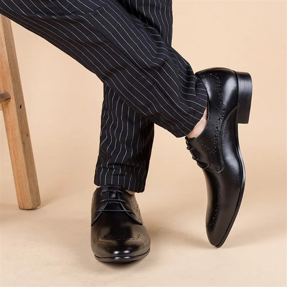 Men Brogue Lace Up Round Toe Formal Shoes