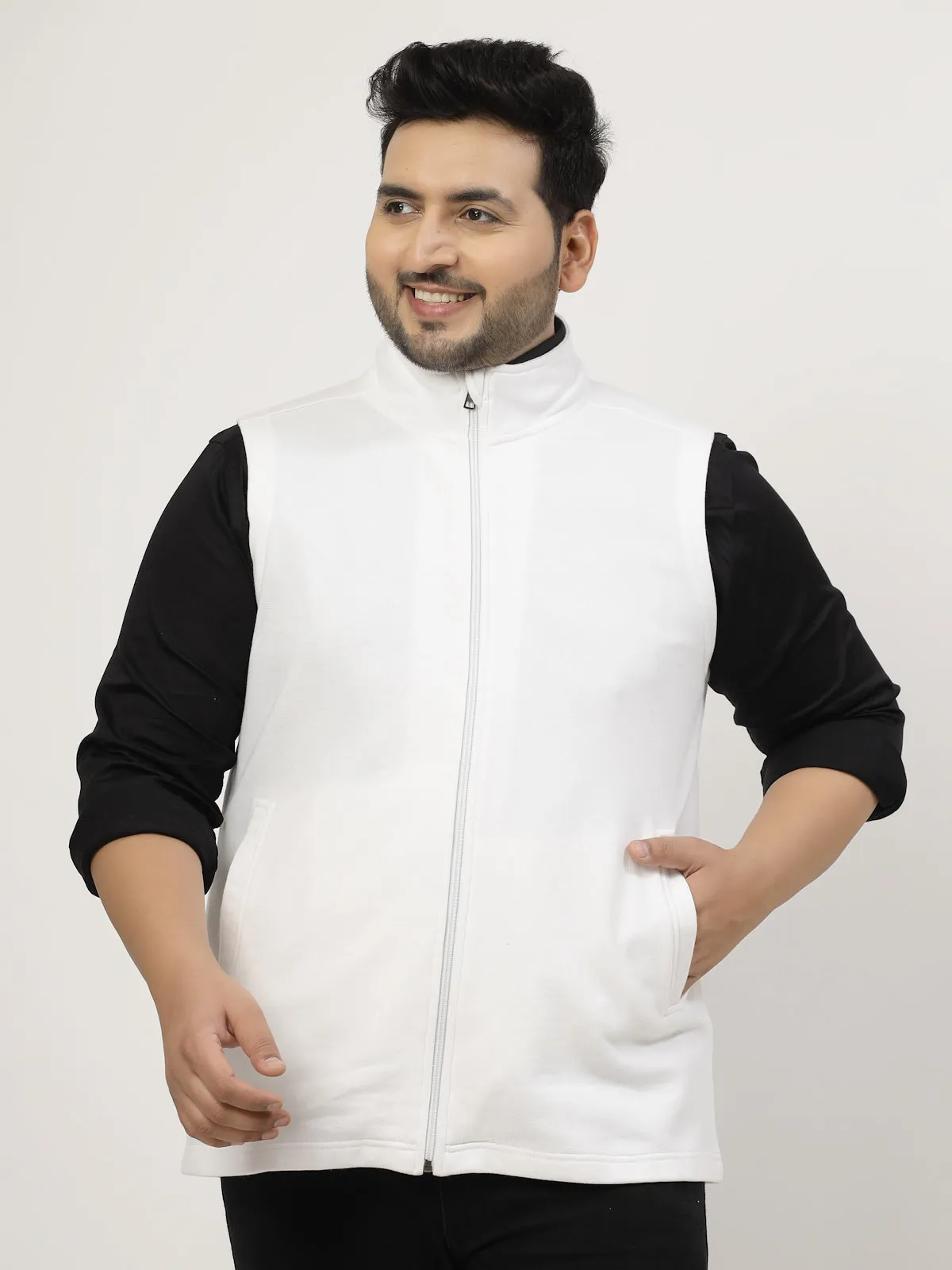 Men Checked Fleece Longline Tailored Jacket