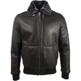 Men's Shearling Leather Pilot Aviator Bomber Jacket