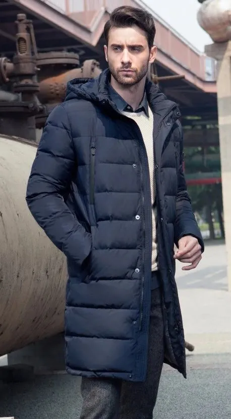 Men's Winter Long Thick Down Coat | Men's Fashion Outerwear