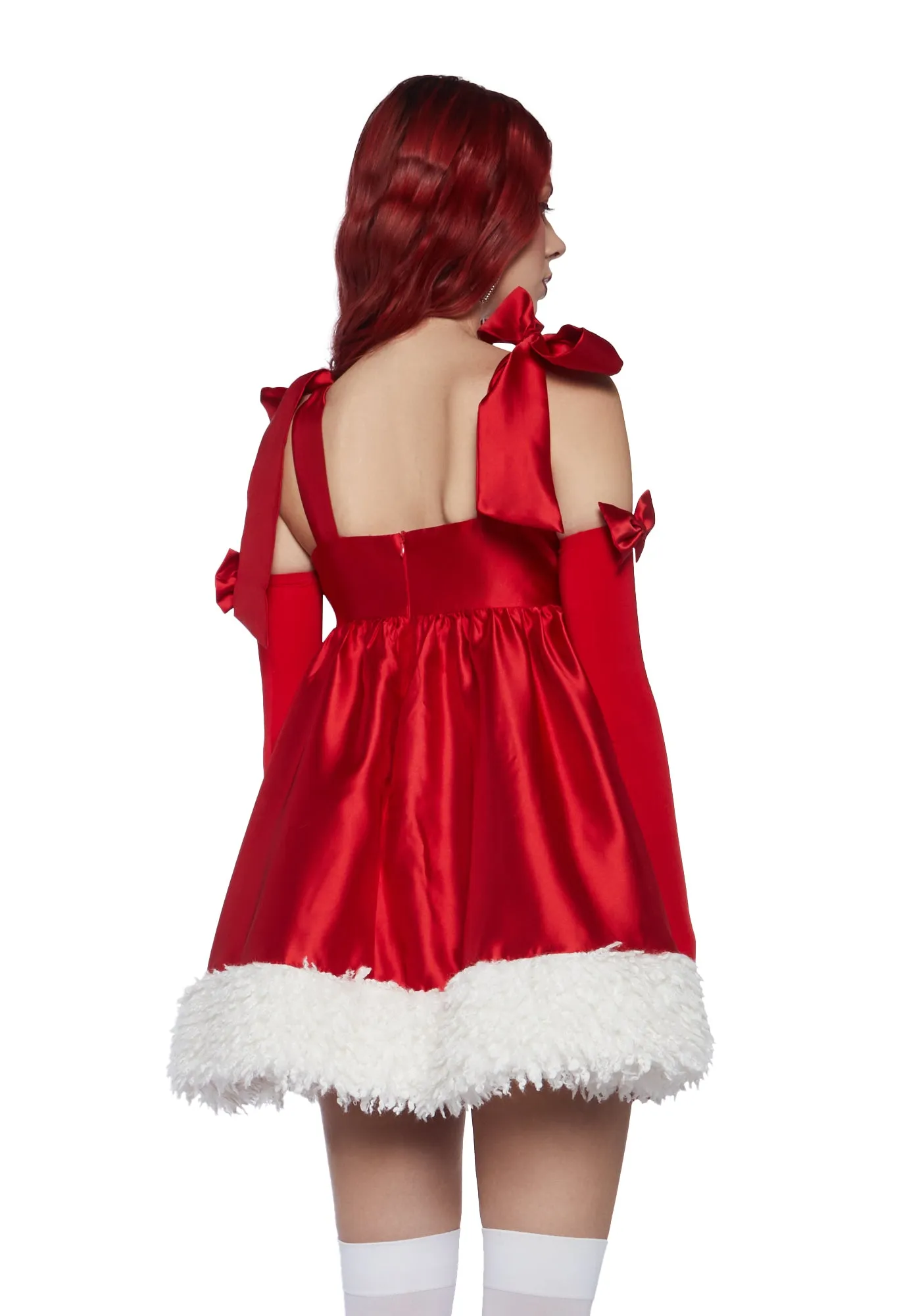 Merry Provocative Babydoll Dress And Gloves Set