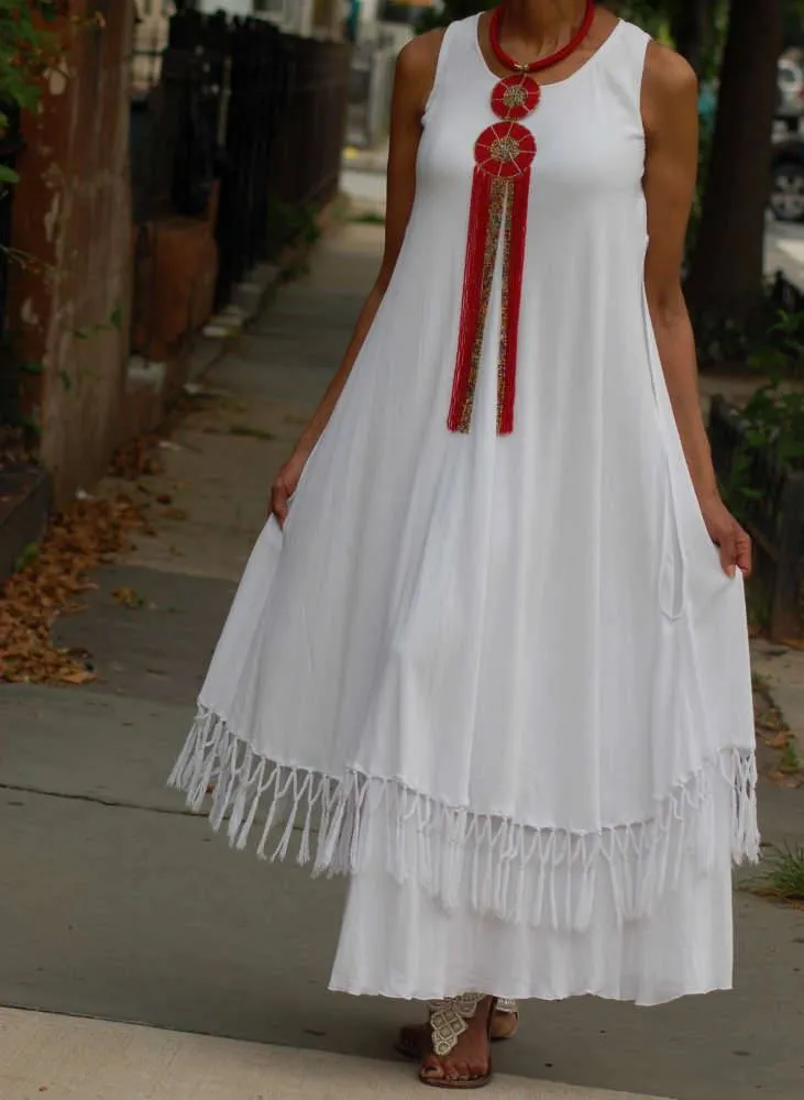 Moroccan Magic Dress with Fringe from Small to 5X