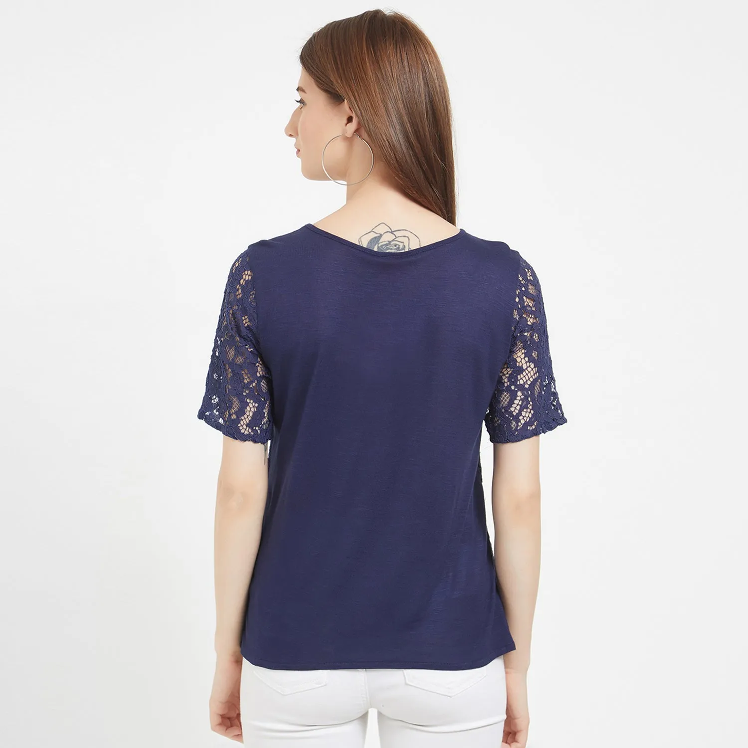 Navy Lace Top