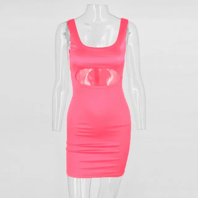 Neon cutout bodycon mini dress