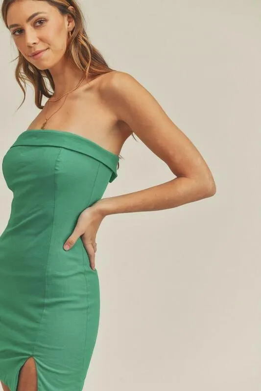 On My Mind Green Strapless Mini Dress