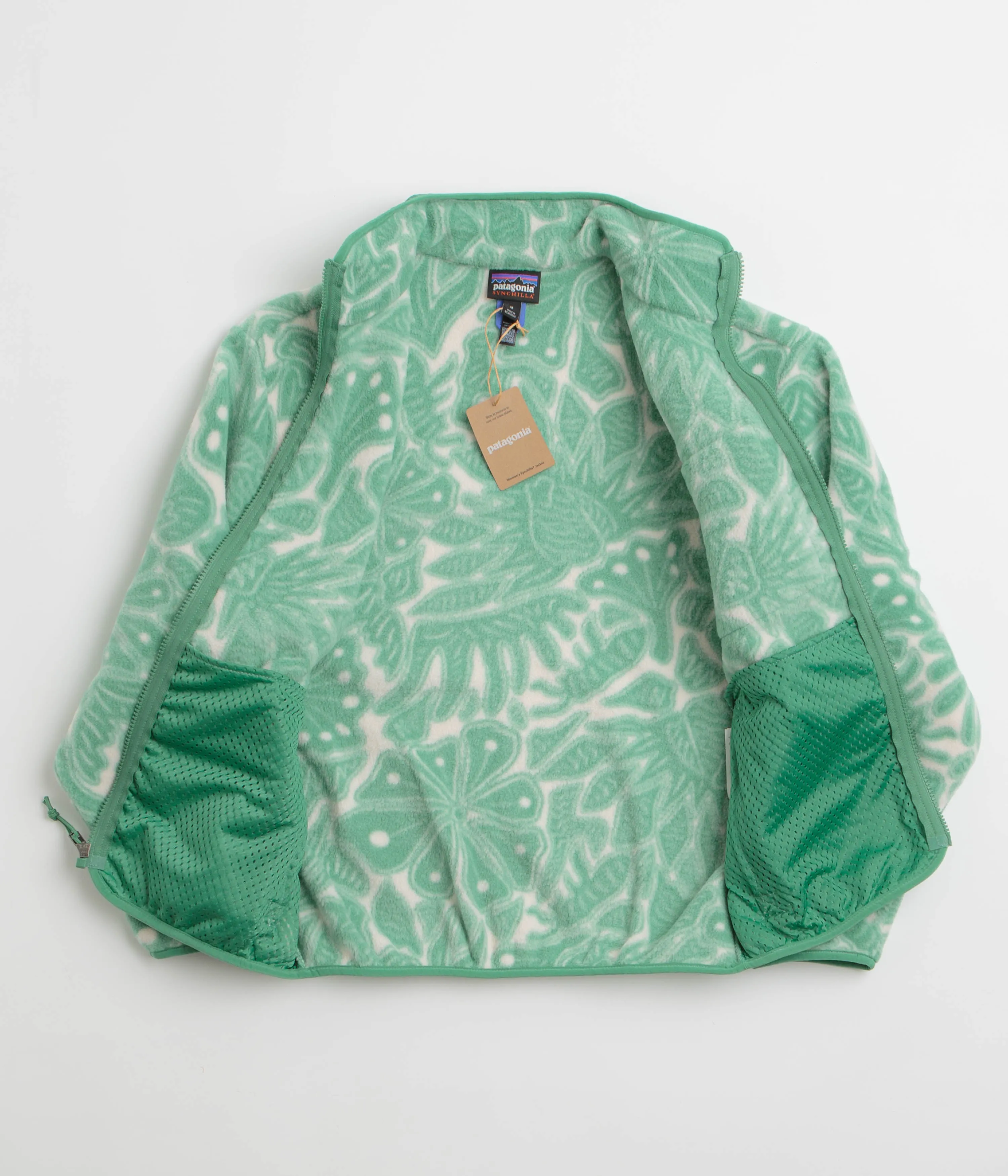 Patagonia Womens Synchilla Fleece Jacket - Bees and Flowers: Heartleaf Green