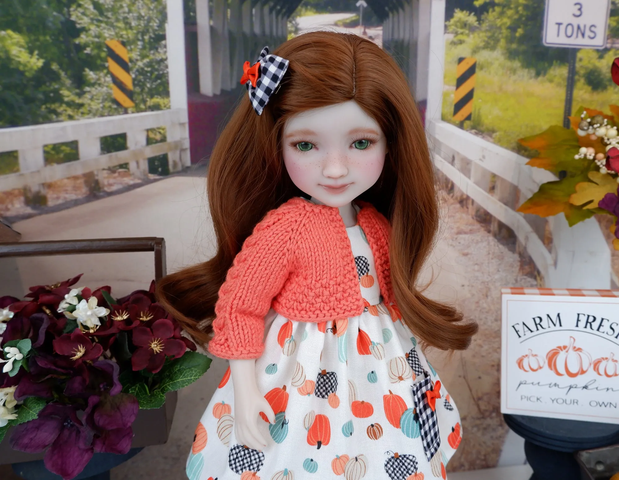 Pick your Pumpkin - dress with sweater & boots for Ruby Red Fashion Friends doll