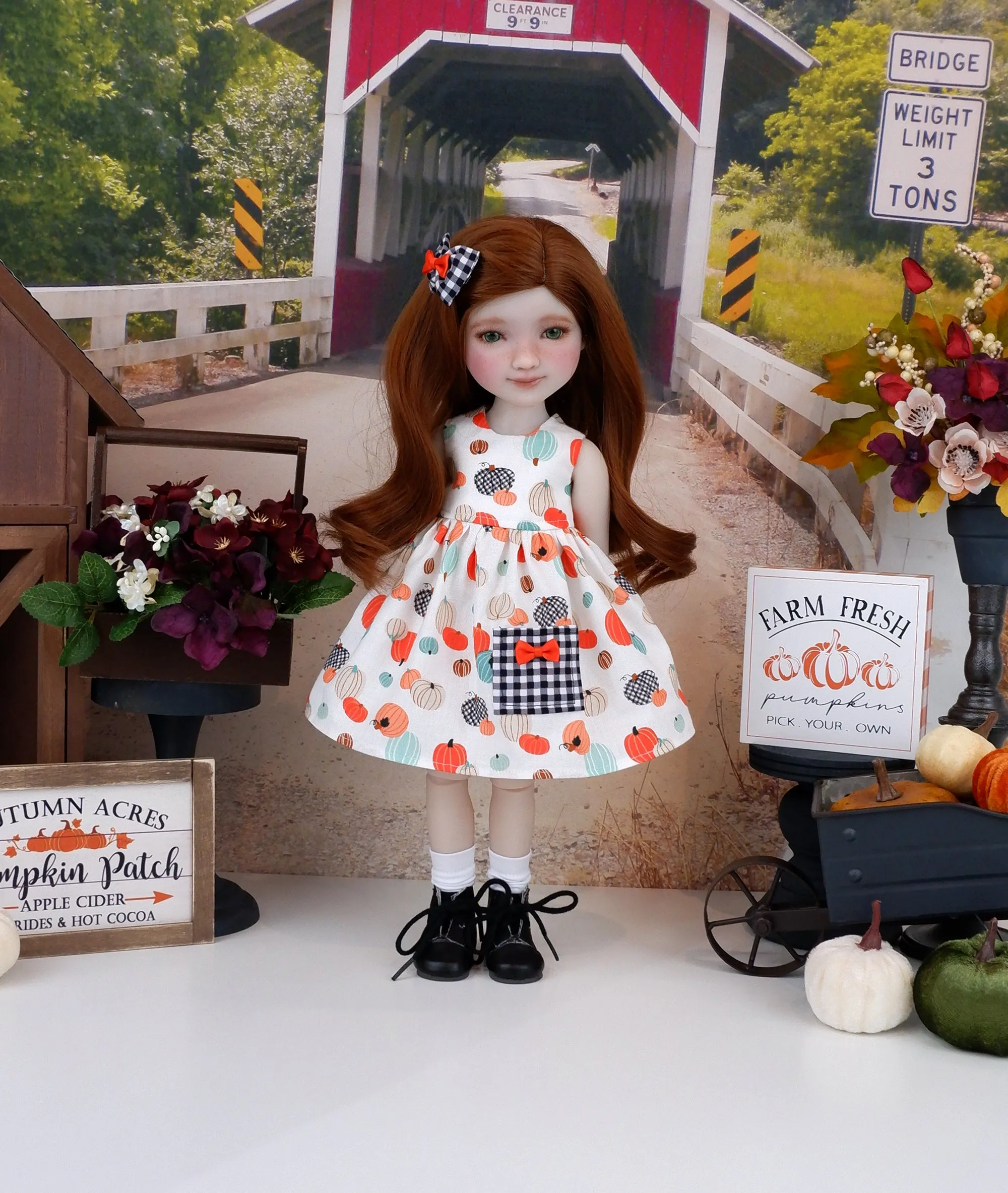 Pick your Pumpkin - dress with sweater & boots for Ruby Red Fashion Friends doll