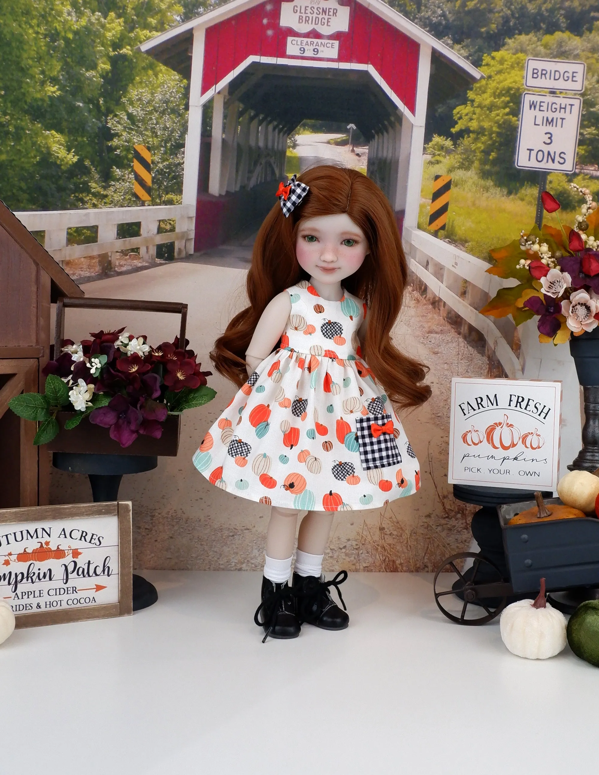 Pick your Pumpkin - dress with sweater & boots for Ruby Red Fashion Friends doll