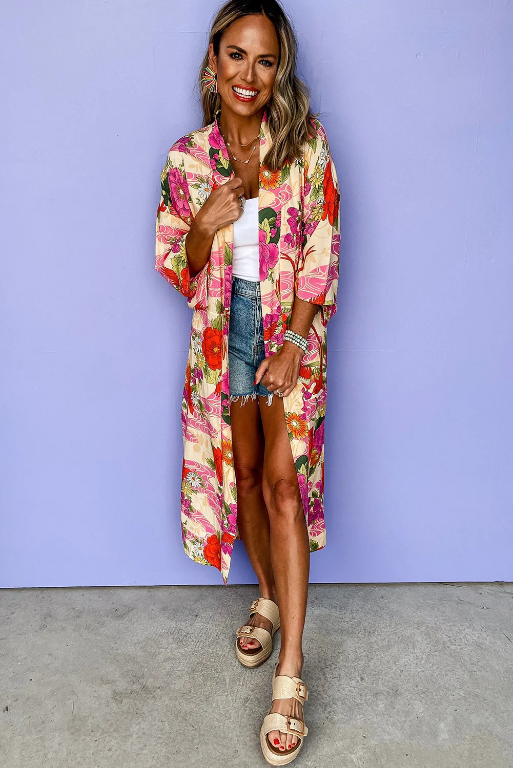 Pink Floral Kimono
