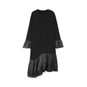Pre Order:  Mid-Calf Pleated Cuffs Hem Dress