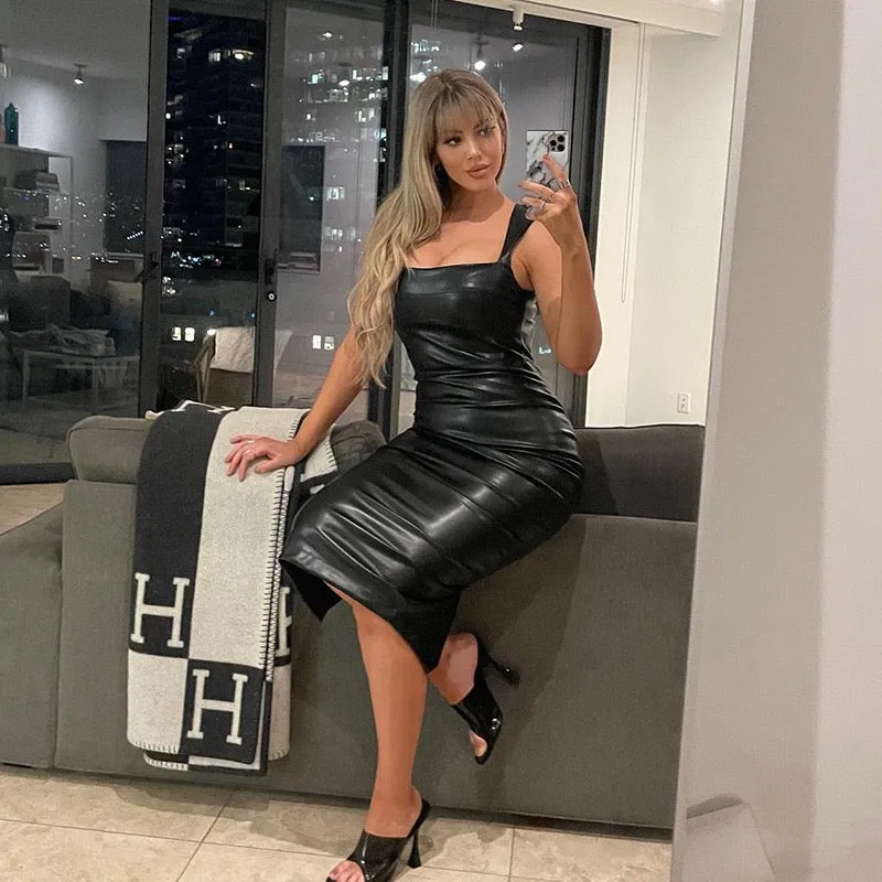PU Leather Bodycon Dress