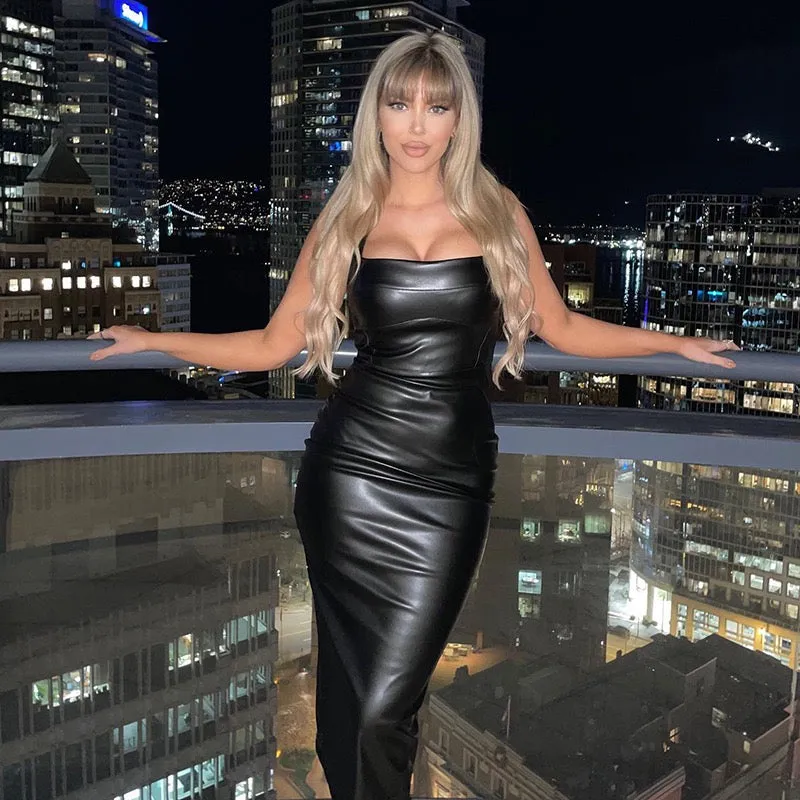PU Leather Bodycon Dress