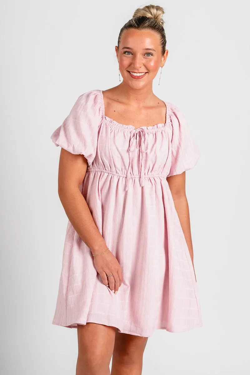 Puff sleeve babydoll dress pink
