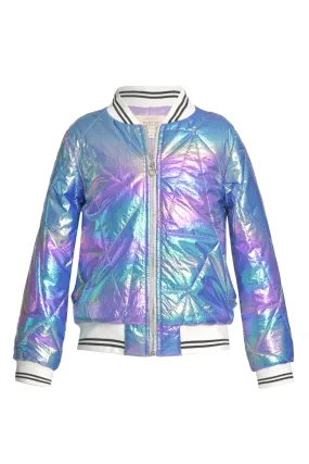 Quilted Holographic Bomber Jacket (A32282)