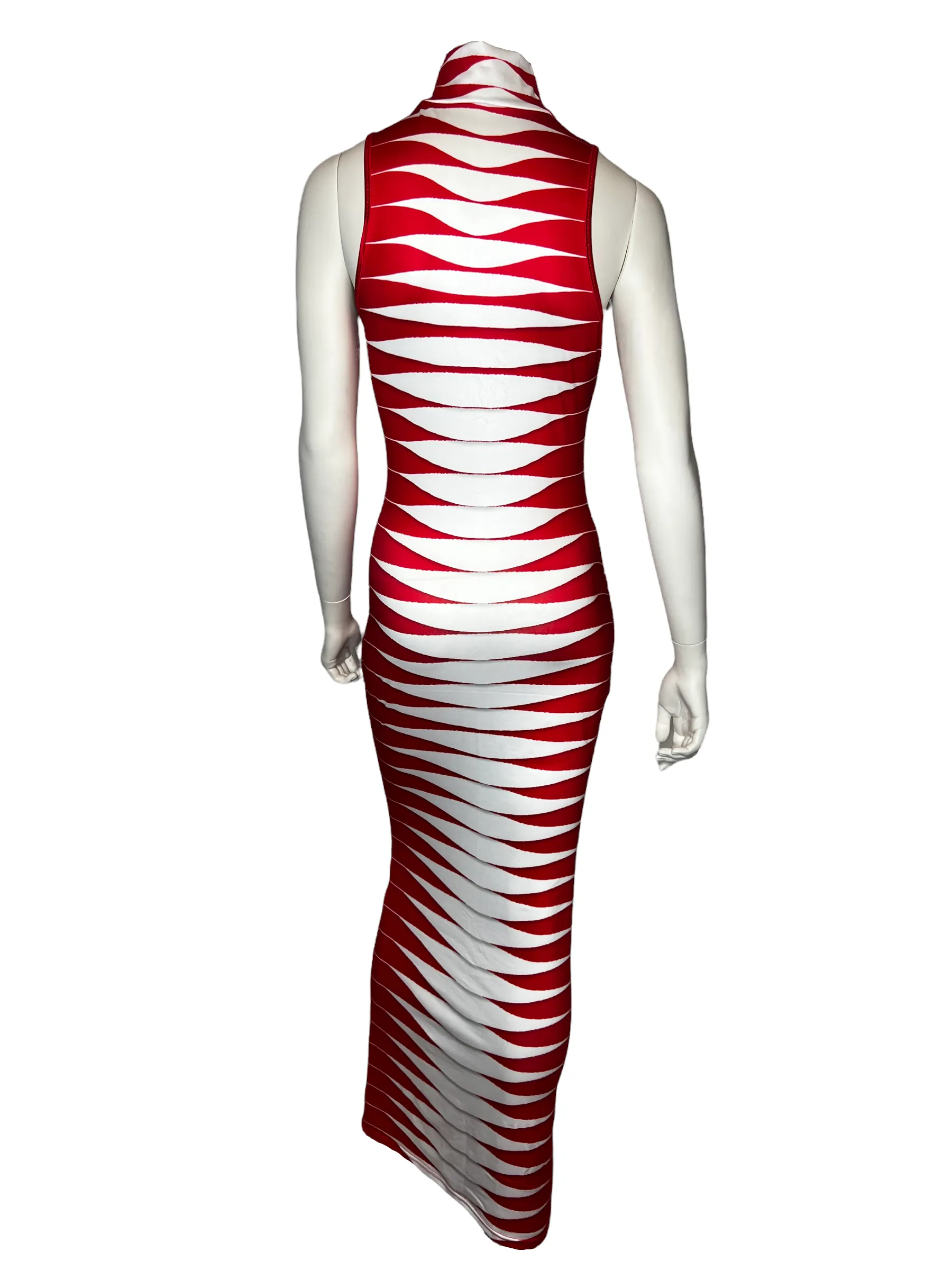 "Red Razor Cut Bodycon Maxi Dress"
