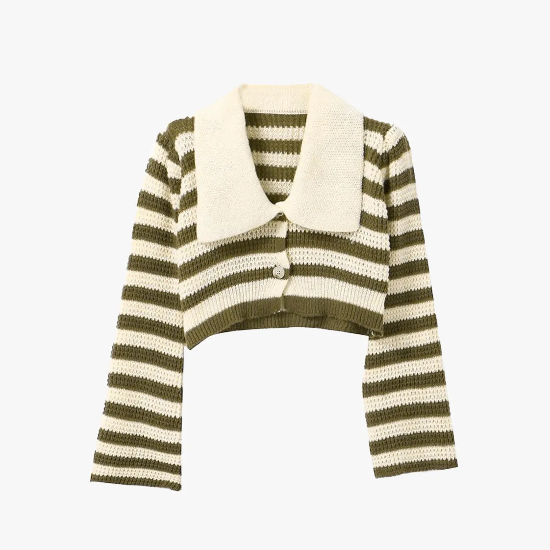 Retro Polo Striped Cropped Cardigan