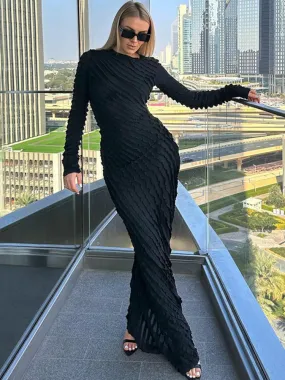 Rita Long Sleeve Pleated Summer Maxi Dress