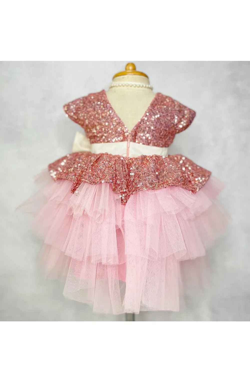 Rose gold shimmer sequins layer dress