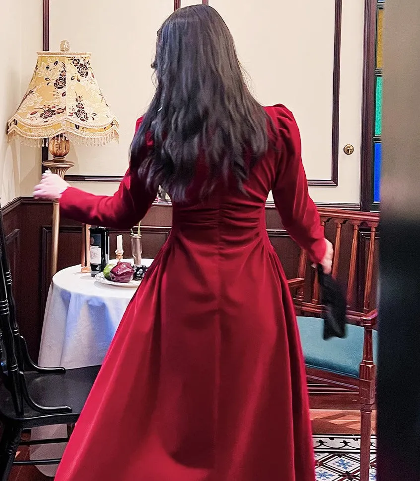 Royalcore Square Collar Velvet Dress