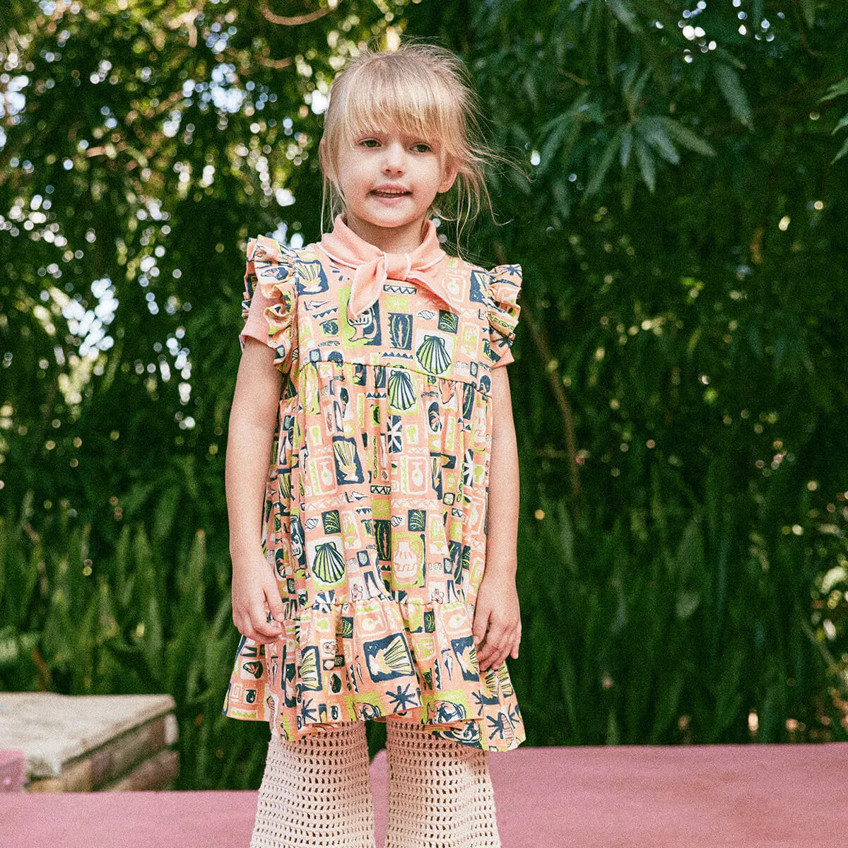 Ruffle Sleeve Dress in Flamingo Collection by Misha & Puff