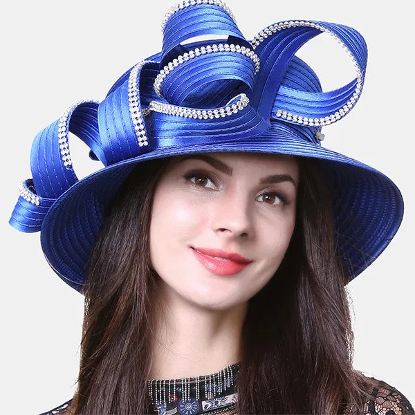 Satin Church Dress Hats with Rhinestone SD708