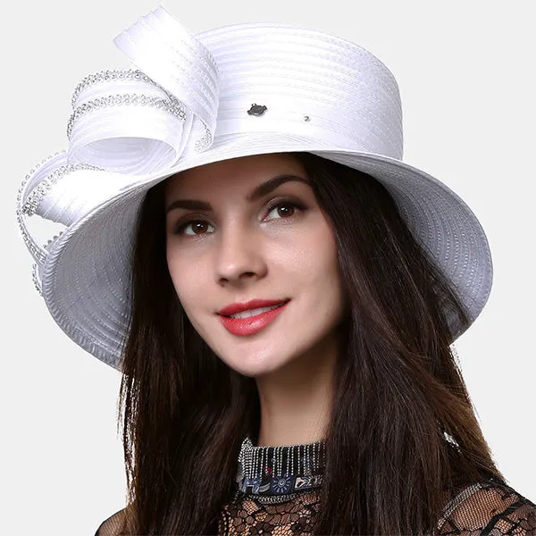 Satin Church Dress Hats with Rhinestone SD708