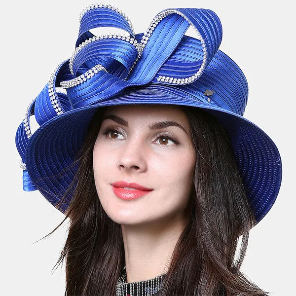 Satin Church Dress Hats with Rhinestone SD708