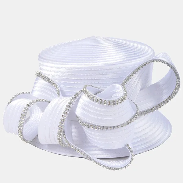Satin Church Dress Hats with Rhinestone SD708
