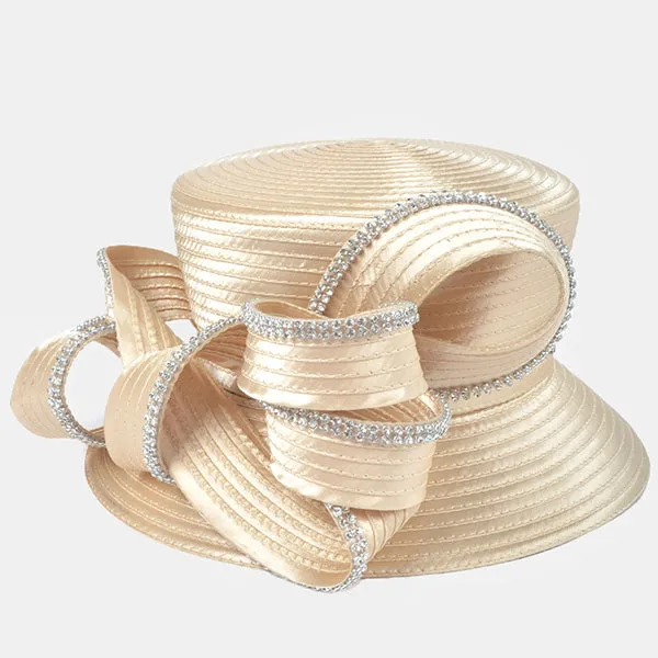 Satin Church Dress Hats with Rhinestone SD708