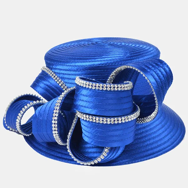 Satin Church Dress Hats with Rhinestone SD708