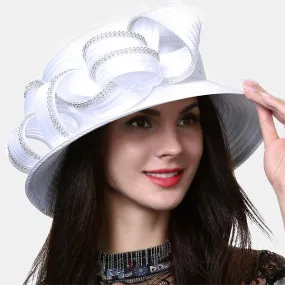 Satin Church Dress Hats with Rhinestone SD708