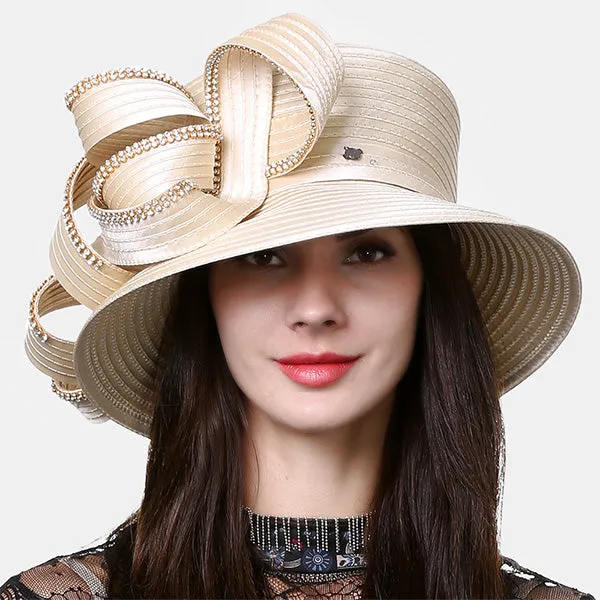 Satin Church Dress Hats with Rhinestone SD708