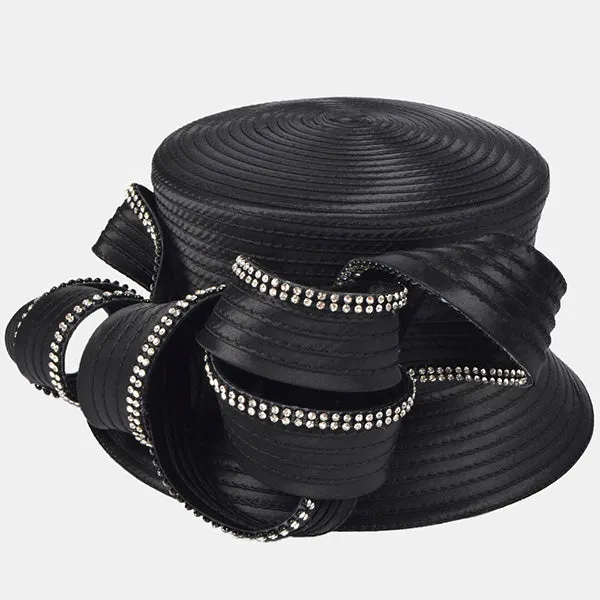 Satin Church Dress Hats with Rhinestone SD708