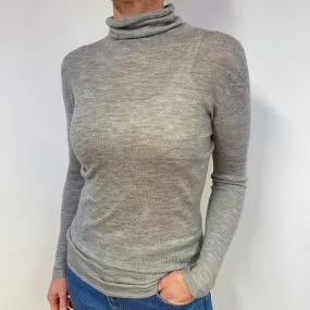 Smoke Grey Cashmere Polo Neck Base Layer Medium