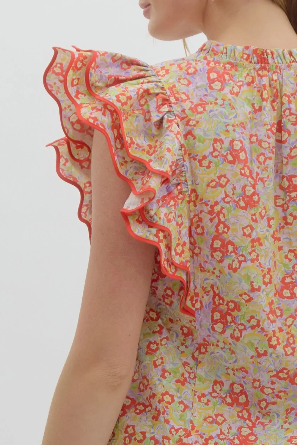 Sunshine and Poppy Ruffle Sleeve Top