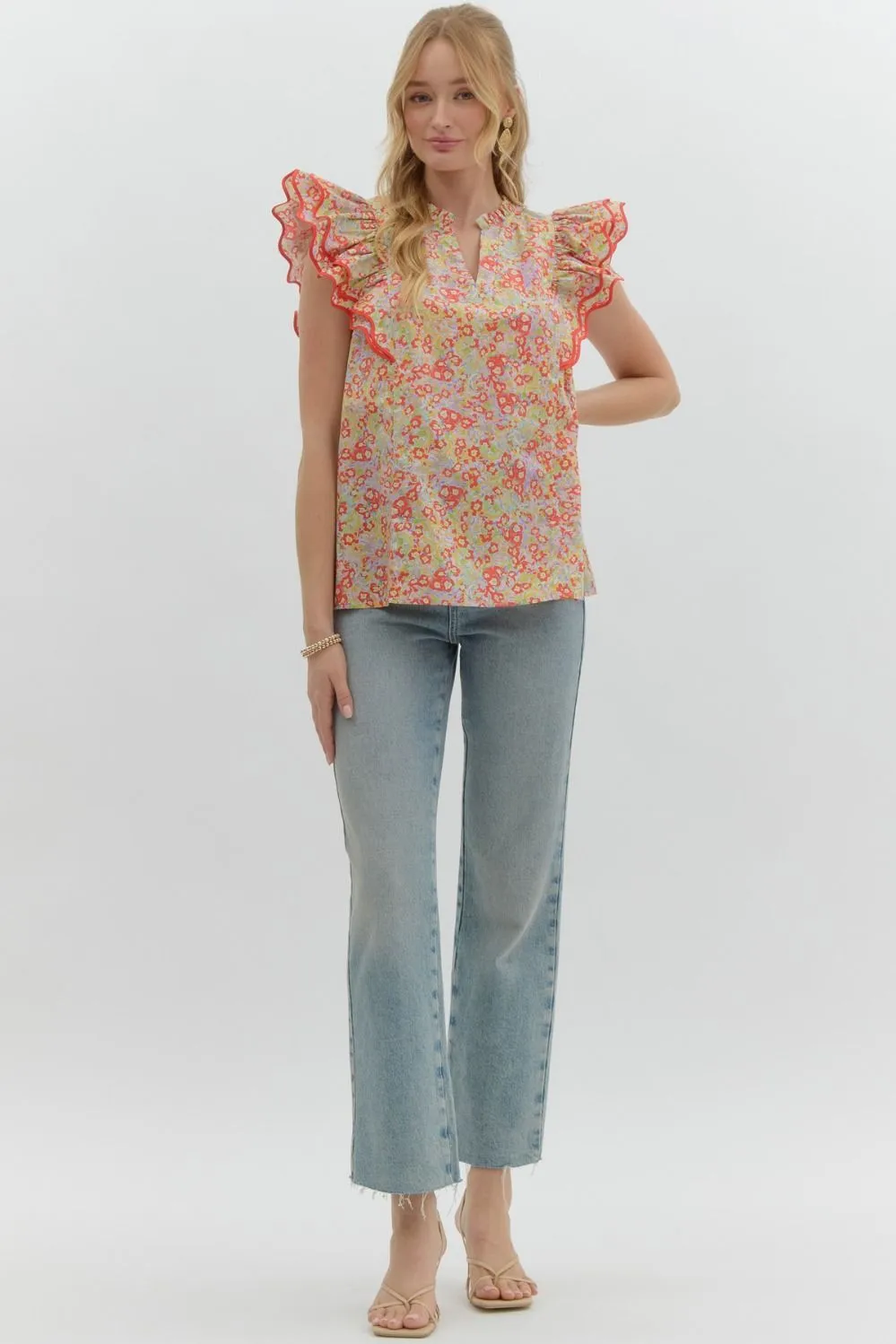 Sunshine and Poppy Ruffle Sleeve Top