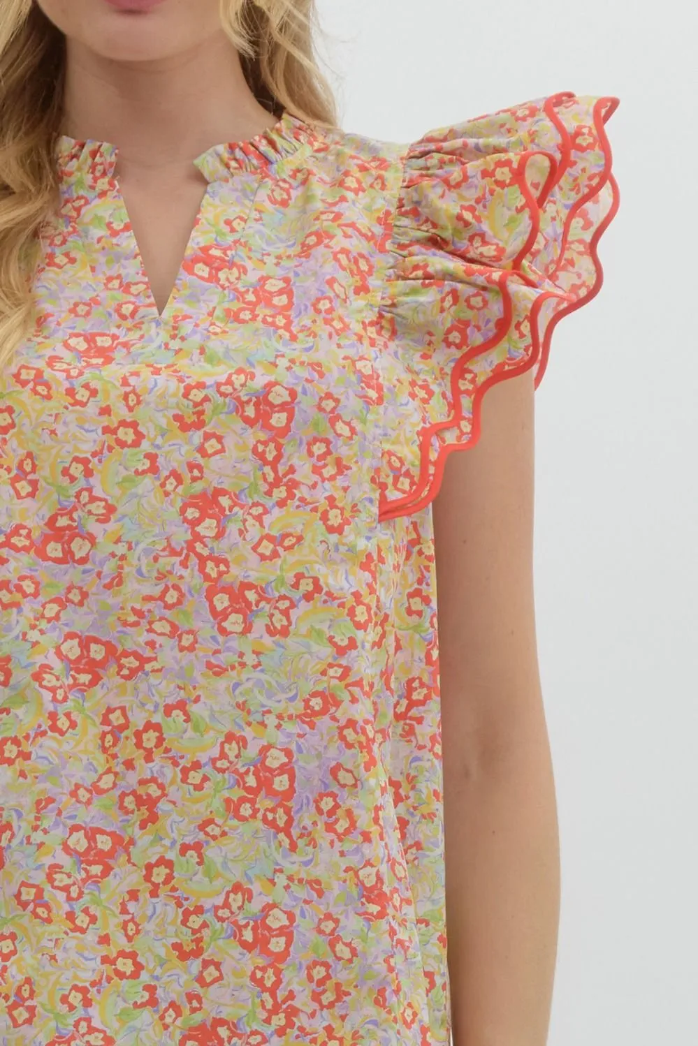 Sunshine and Poppy Ruffle Sleeve Top