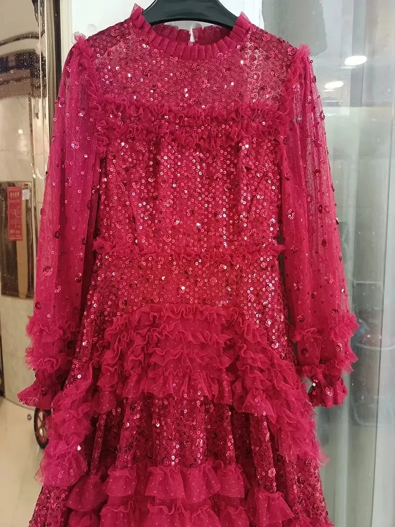 Tulle Mesh Sequins Dress