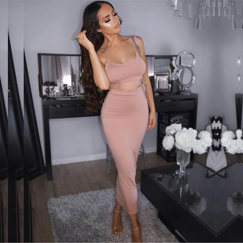 VenusFox 2 Layers Maxi Bodycon Dress