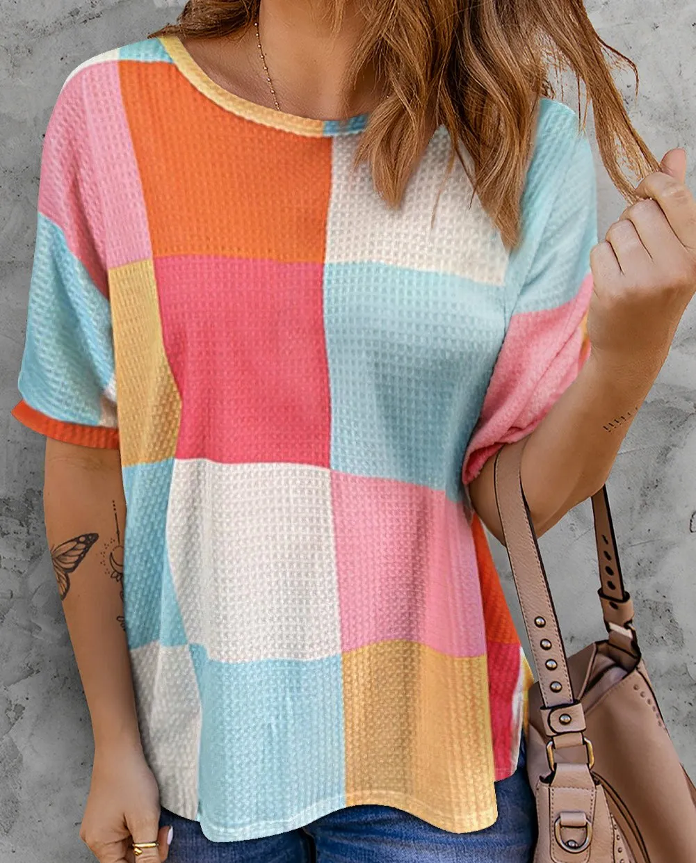 Waffle Knit Color Block Shirt - SALE