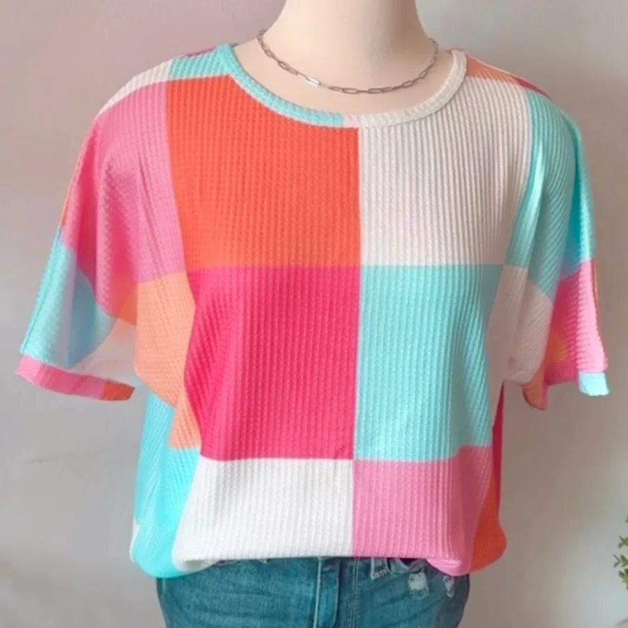Waffle Knit Color Block Shirt - SALE